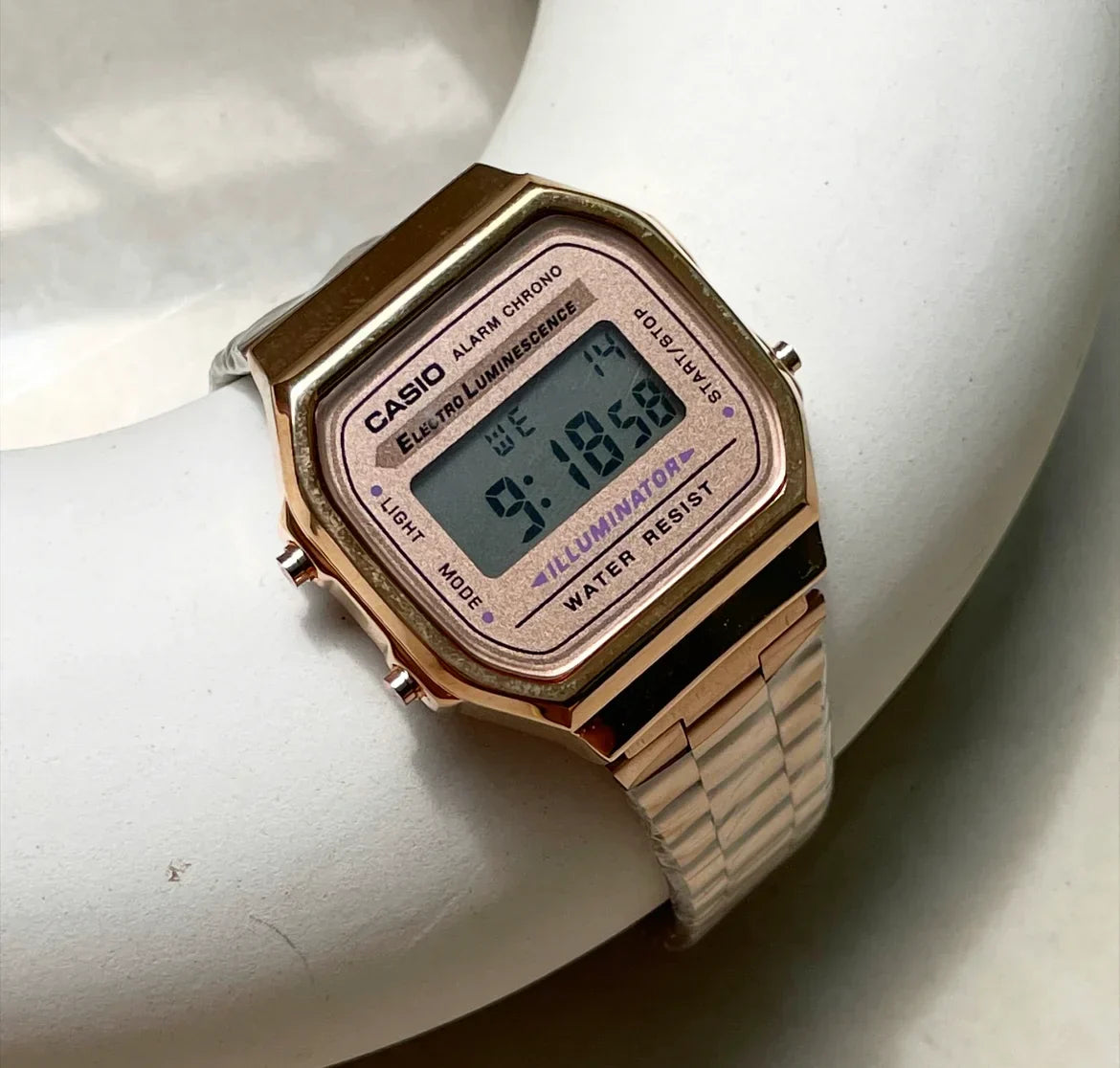 Casio retro watch rose gold shop